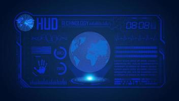 Blue Modern HUD Technology Screen Background with globe vector
