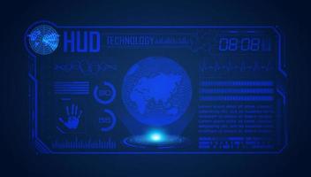 Blue Modern HUD Technology Screen Background with globe vector