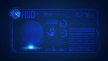 Blue Modern HUD Technology Screen Background with globe vector