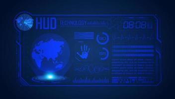 Blue Modern HUD Technology Screen Background with globe vector
