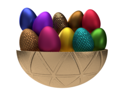 Easter egg red pink blue green violet purple yellow golden brown colorful gradient basket symbol decoration ornament easter egg april month rabbit springtime season group pattern graphic.3d render png