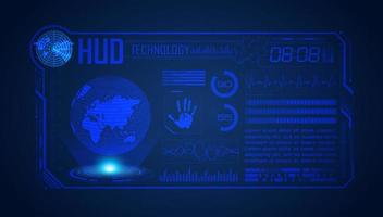 Blue Modern HUD Technology Screen Background with globe vector