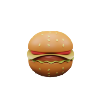 Hamburger isoliert 3D-Rendering png