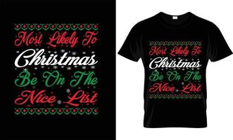 navidad, vector, tipografía, diseño de camiseta de navidad vector