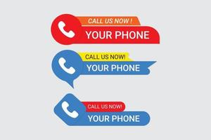 Call us now and contact button design. vector