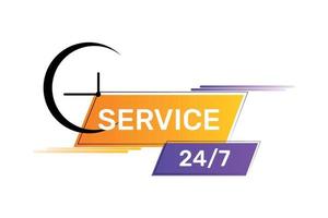 Vector glossy 24 hour and 7 days service with clock vector illustration