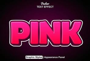 pink text effect with graphic style and editable. vector