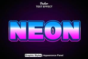 neon text effect with graphic style and editable. vector