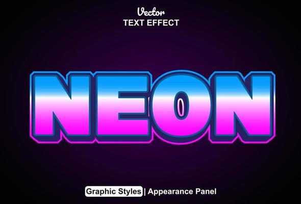 neon text effect with graphic style and editable.