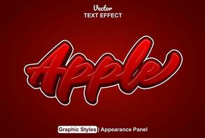 apple text effect with graphic style and editable. vector