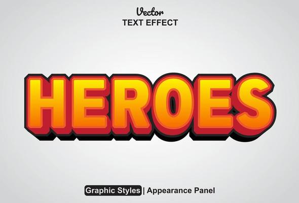 heroes text effect with graphic style and editable.