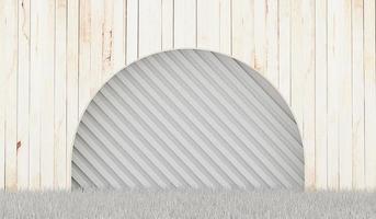 wooden wall scene grass background 3d illustration photo