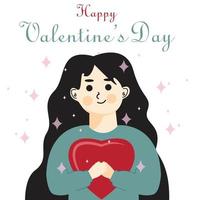 vector plano para mujer hermosa celebración del día de san valentín