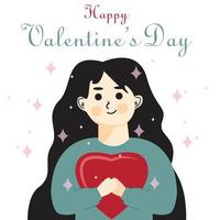 flat vector for beautiful woman valentine day celebration