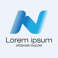 n lettering logo with blue gradient color vector