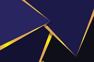 abstract background of blue color triangles with gold lines vector