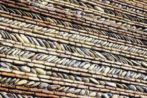 Stone and red brick wall background. Old wall texture. photo