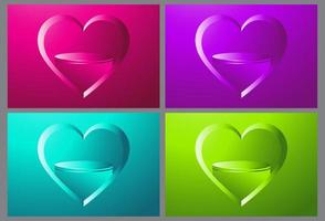 Set of Valentines day background with Podium product display and Heart Shaped vector