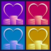 Set of Valentines day background with Podium product display and Heart Shaped vector