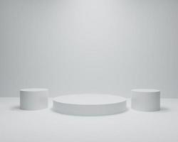 3D rendering of geometric podium for product display, exhibition stand in grey background photo