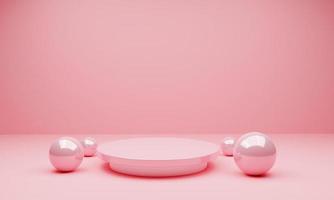 empty podium platform with pink background, 3d rendered photo