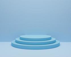 Mock up podium for product presentation, blue background, 3d render, 3d illustration photo