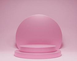 Round podium in pink background. Studio Scene For Product ,minimal design,3D rendering photo