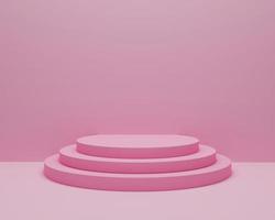 Round podium in pink background. Studio Scene For Product ,minimal design,3D rendering photo