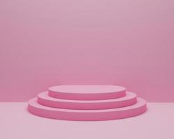 Round podium in pink background. Studio Scene For Product ,minimal design,3D rendering photo