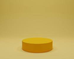 Round podium in yellow background. Studio Scene For Product ,minimal design,3D rendering photo