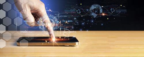 The concept of using artificial intelligence to be able to talk and interact with humans photo
