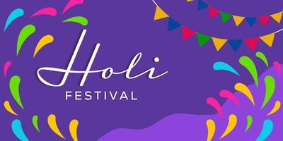 flat design holi festival horizontal banner illustration vector