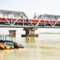 Ganga as seen in Garh Mukteshwar, Uttar Pradesh, India, River Ganga is believed to be the holiest river for Hindus, A view of Garh Ganga Brij ghat which is very famous religious place for Hindus photo