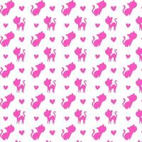 Background with silhouette of cats in pink color. vector