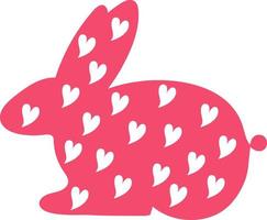 An illustration of a silhouette of a rabbit in pink color with seedlings. vector