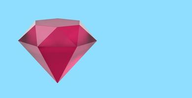 Red diamond, jewelry. 3D rendering. Icon on blue background, space for text. photo