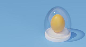 glass easter egg on isometric podium 3d render photo