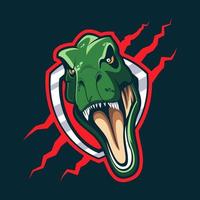 Tyrannosaurus head shield mascot logo vector