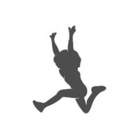 silhouette of girl jumping happily vector