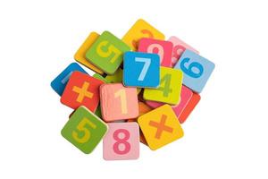 Math number colorful on white background with clipping path, education study mathematics learning teach concept. photo