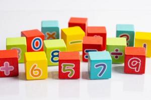 Math number colorful on white background, education study mathematics learning teach concept. photo