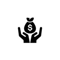 Hand holding money simple flat icon vector