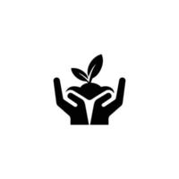 Hand holding plant simple flat icon vector
