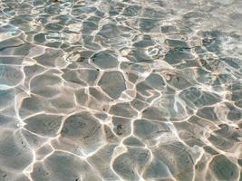 Abstract naural background with a pattern of a sunshine through the clear rippling water surface photo