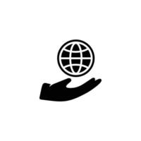 Hand holding earth globe simple flat icon vector