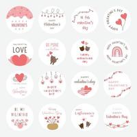 Valentine day labels and elements, Valentine gift labels, Love gift tags. vector