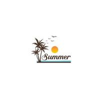 logotipo de la isla de verano palmera blanca vector
