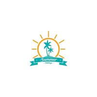 logotipo de verano con concepto de diseño plano de símbolo de palmera vector