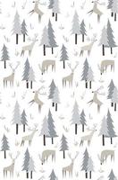 Deers in the winter forest seamless pattern vector