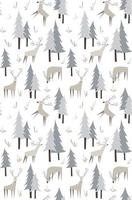 Deers in the winter forest seamless pattern vector